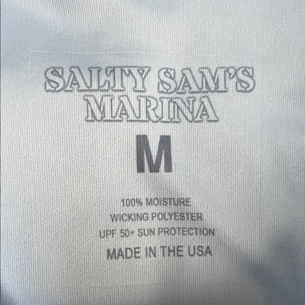 SALTY SAM's Men's Logo Performance Blue and White Long Sleeve Shirt Sz M NWT - Picture 2 of 10